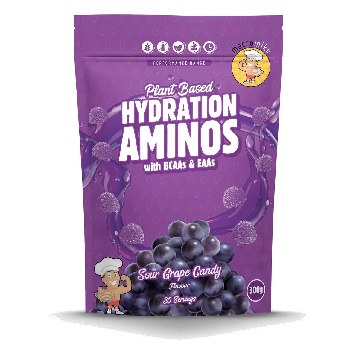 Macro Mike Hydration Aminos Sour Grape 300g 30 Serves