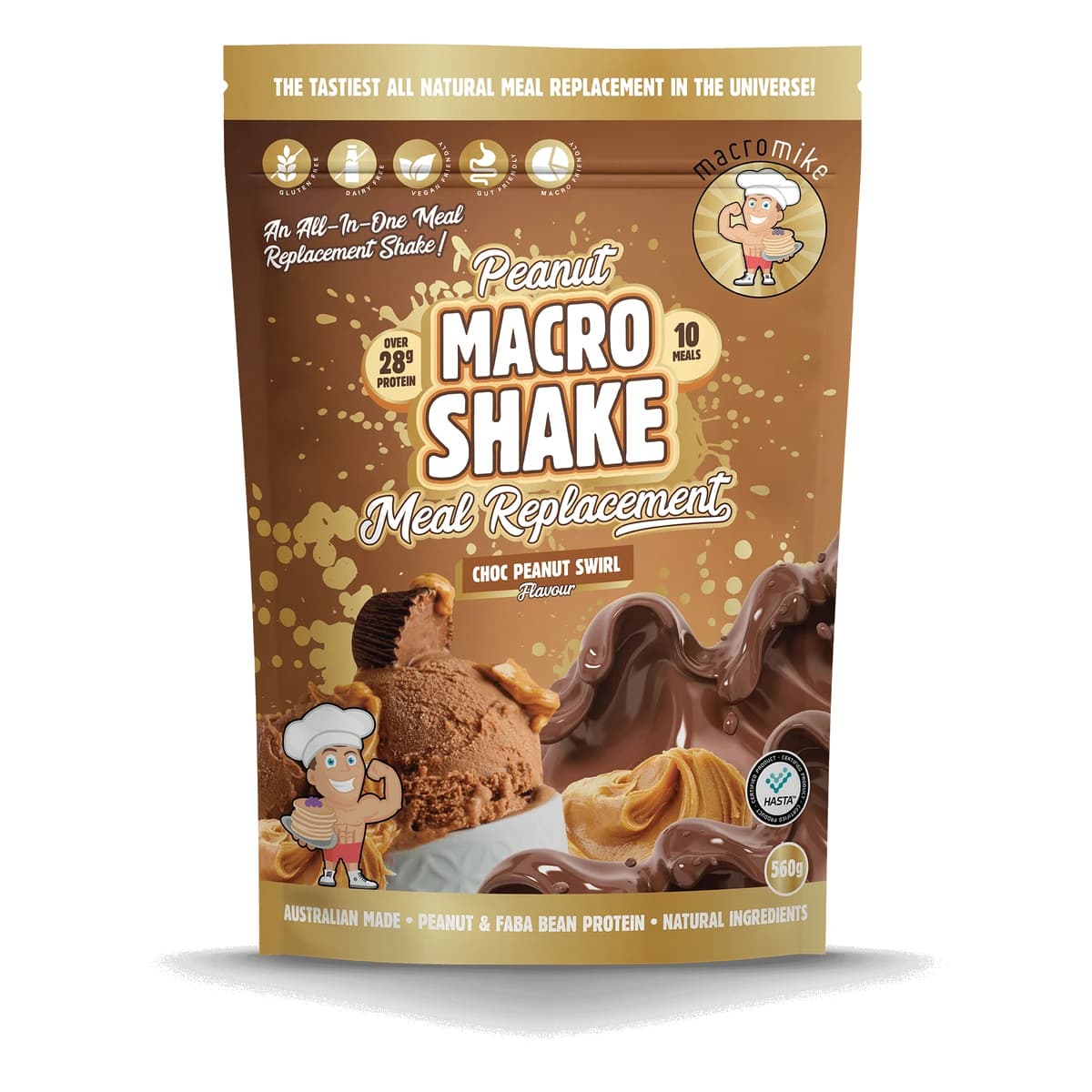 Macro Mike Meal Replacement Choc Peanut Swirl 560g 10 Serves