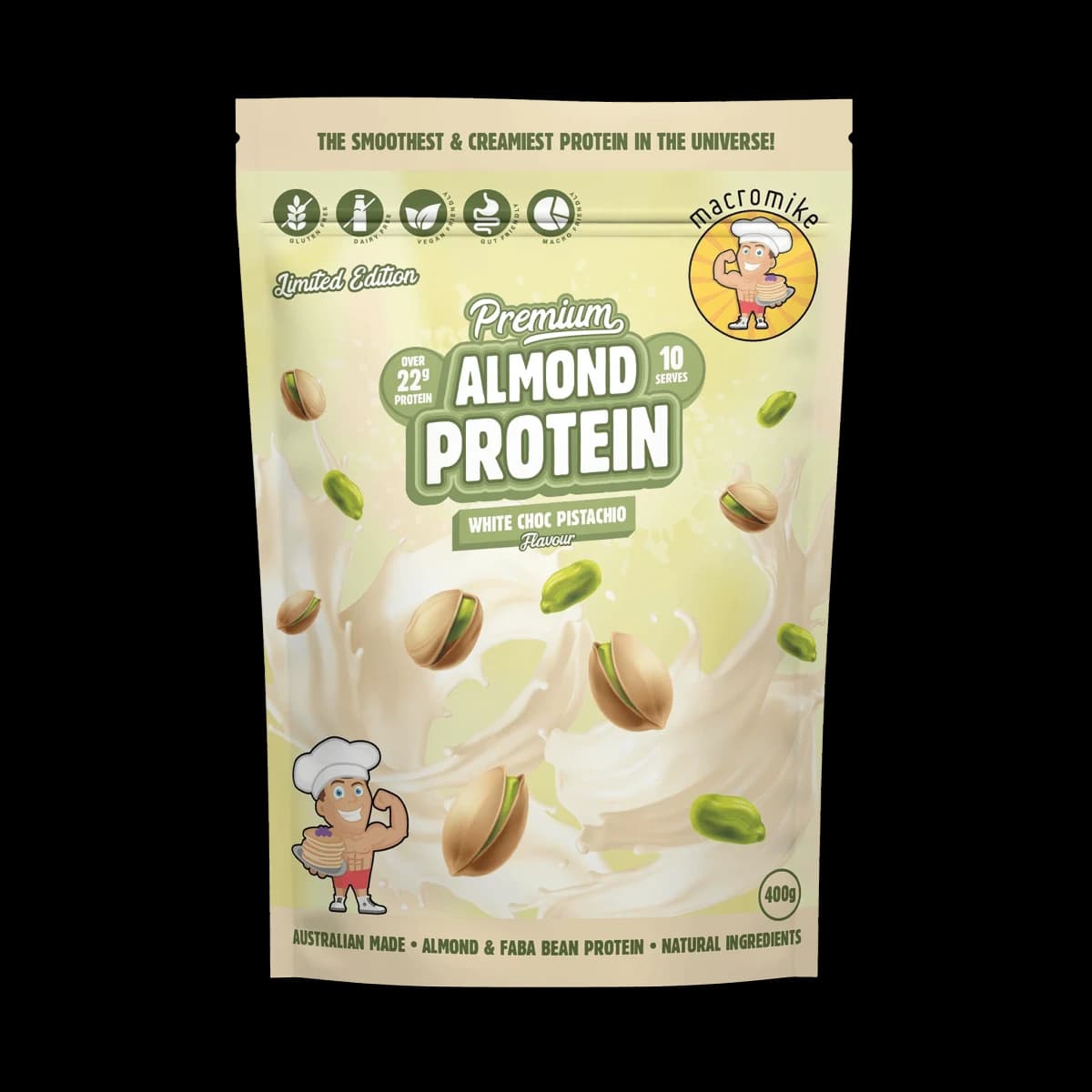 Macro Mike Premium Almond Protein, White Choc Pistachio