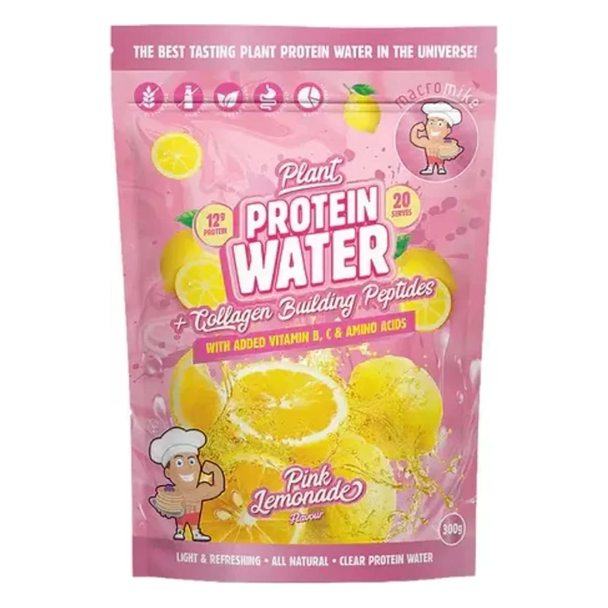 Macro Mike Pink Lemonade Flavour Plant Protein Water 300 g