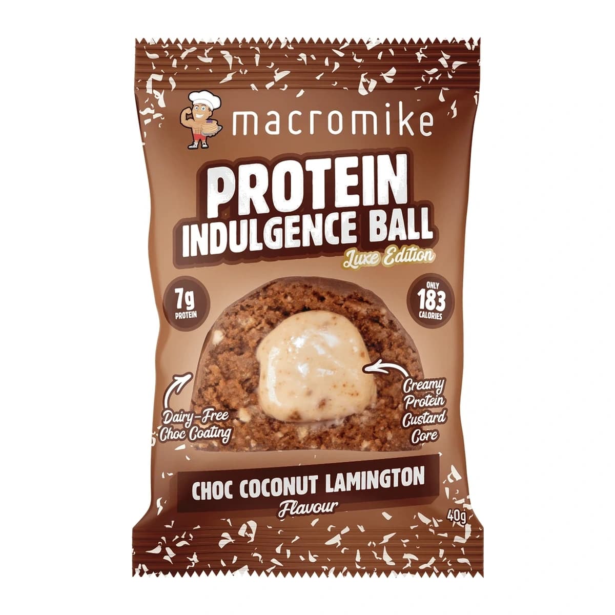 Macro Mike Protein Ball, Choc Coconut Lamington
