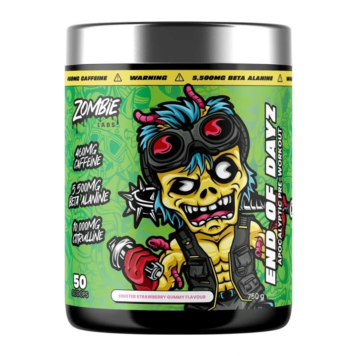 Zombie Labs End Of Dayz (E.O.D) Extreme Apocalyptic Energy Pre-Workout Sinister Strawberry Gummy 750g 50 Scoops