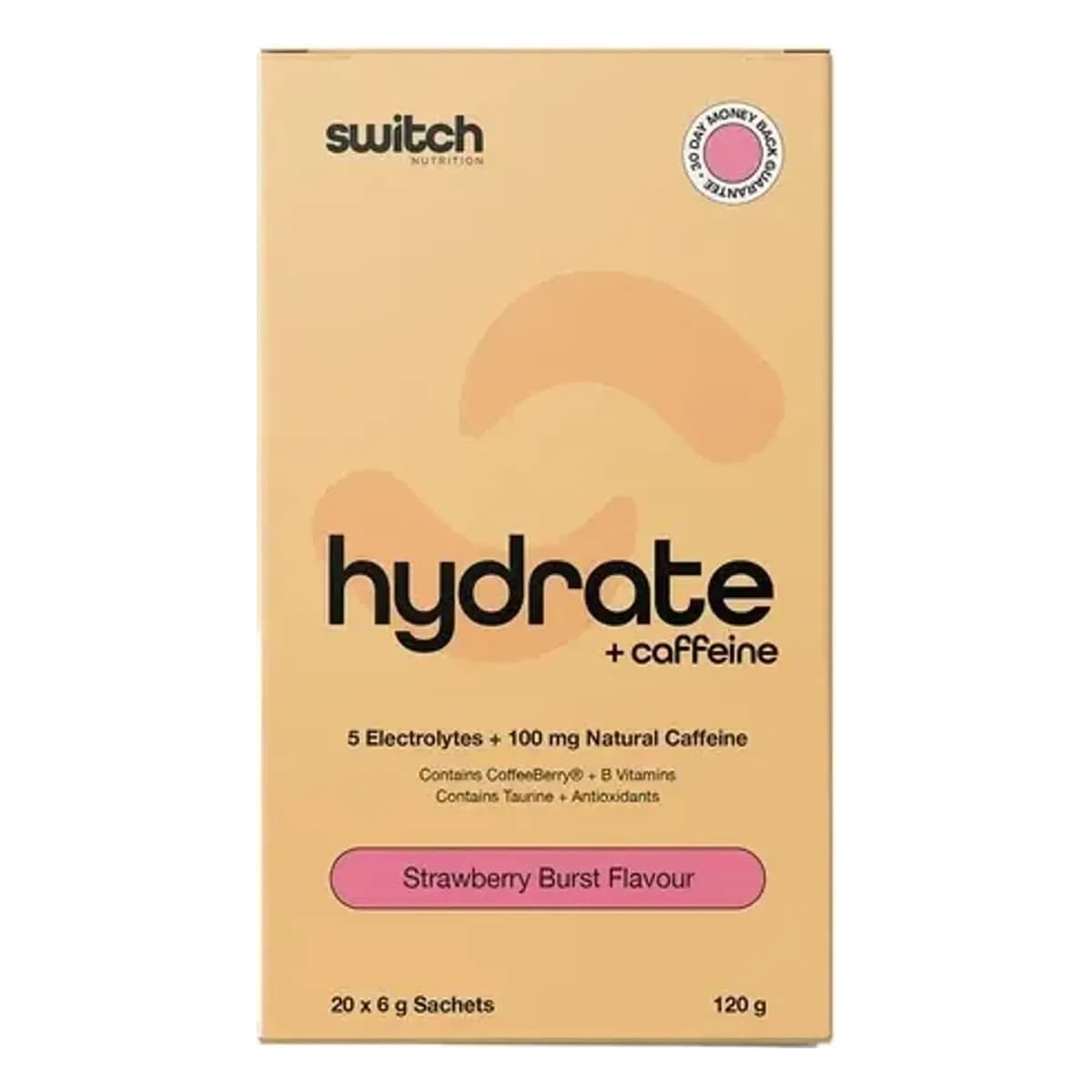 Switch Hydrate + Caffeine Sugar free electrolytes & Coffee Berry Strawberry Burst sachets