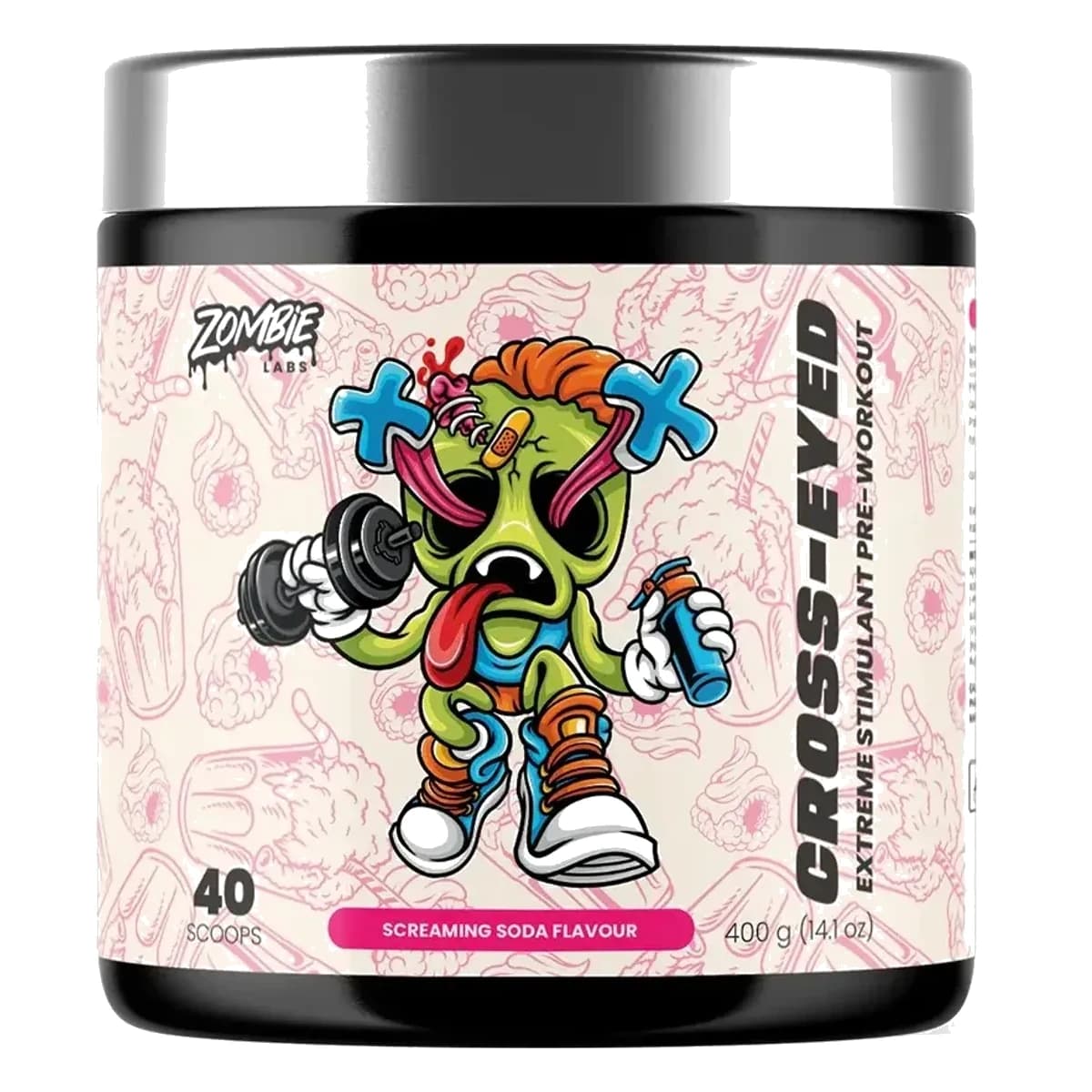 Zombie Labs Cross Eyed Pre-Workout - Screaming Soda 400g 40 Scoops