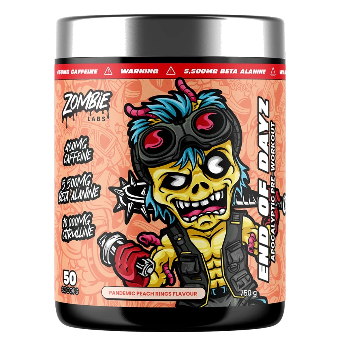 Zombie Labs End Of Dayz (E.O.D) Extreme Apocalyptic Energy Pre-Workout Pandemic Peach 750g 50 Scoops
