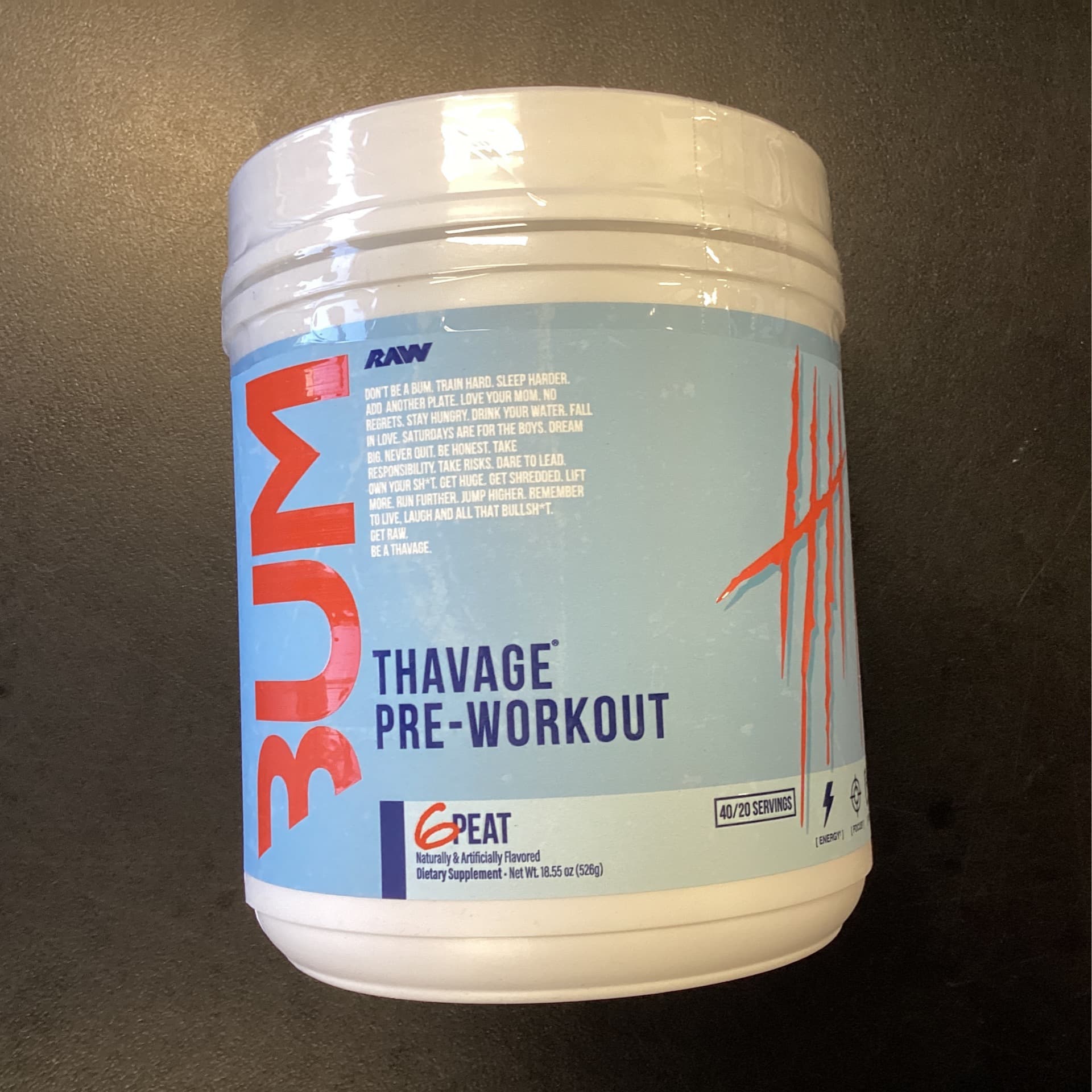 BUM THAVAGE PRE WORKOUT 6 Peat