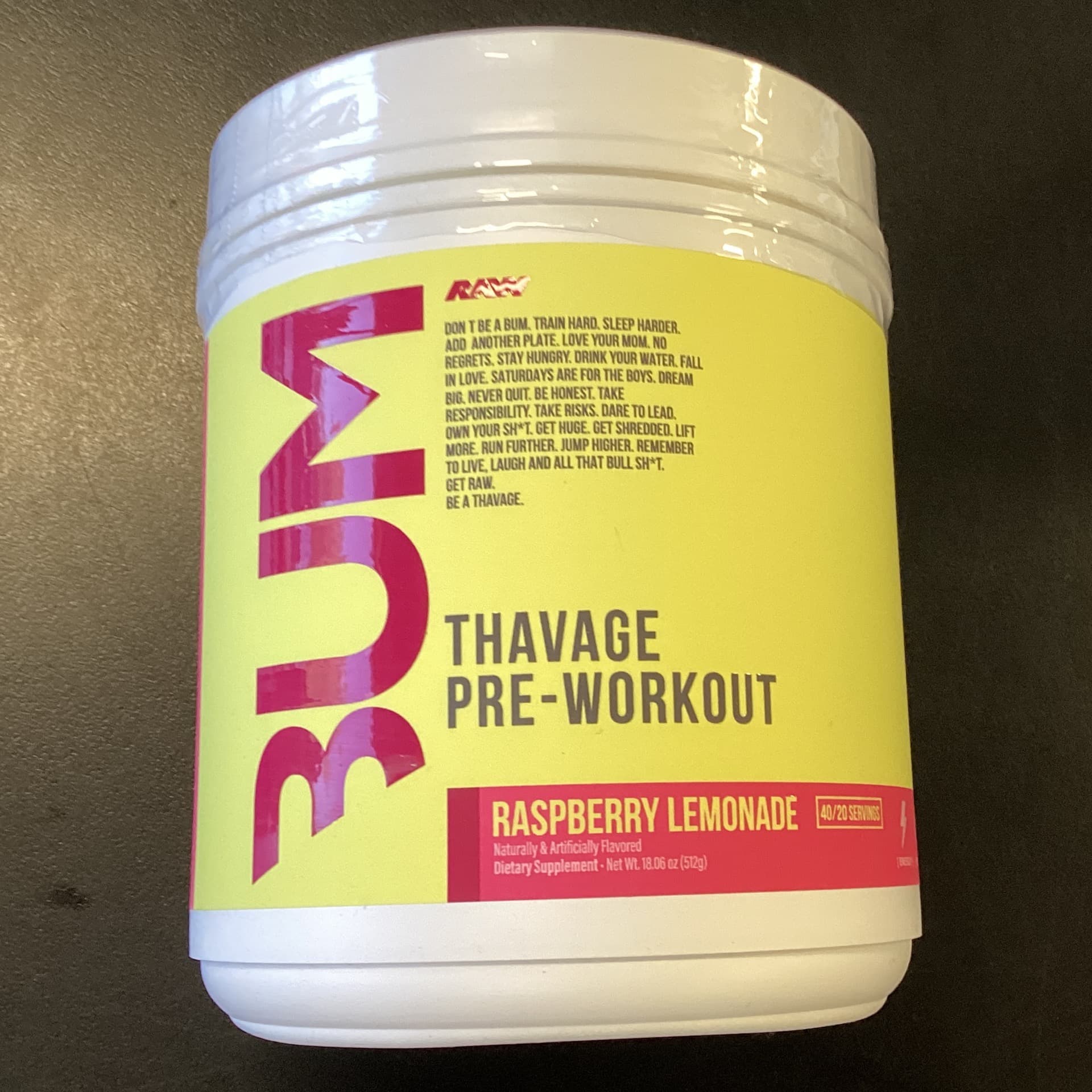BUM THAVAGE PRE WORKOUT Raspberry Lemonade
